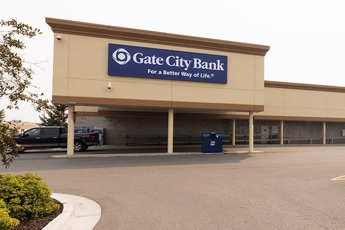Exterior view of Gate City Bank’s location inside the Southgate Hornbacher’s, conveniently on 32nd Avenue South in Fargo, ND