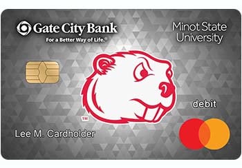 Example of Minot State University Beavers debit card from Gate City Bank