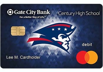Example of Bismarck Century High School debit card from Gate City Bank
