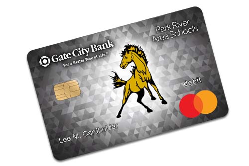 Example of Park River Area Schools debit card from Gate City Bank