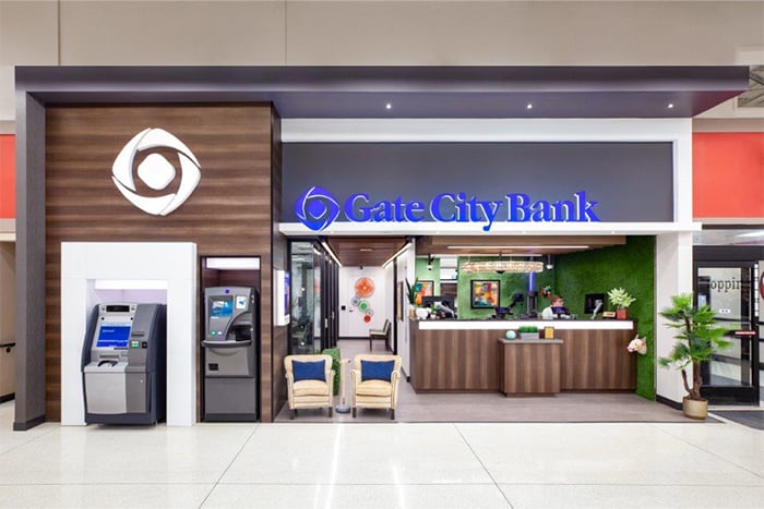 entrance view of Gate City Bank location inside Cash Wise Foods in St. Cloud Minnesota