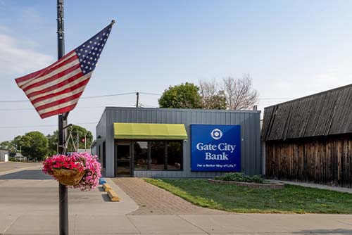Exterior view of Gate City Bank, located at 101 East Main Street, Mohall, North Dakota