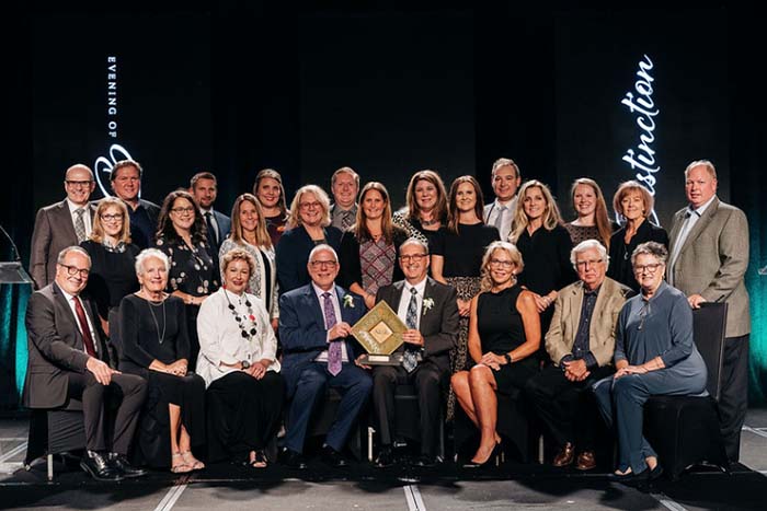 Gate City Bank team members and board of directors pose with award at the NDSU Foundation’s 2021 Evening of Distinction event