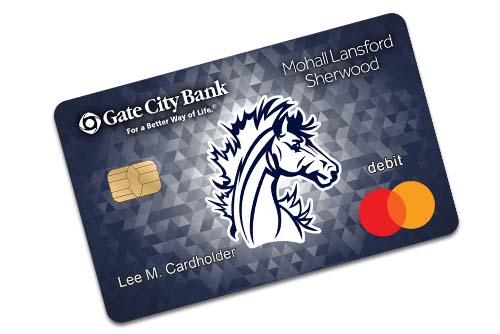 Example of Mohall Lansford Sherwood Public School debit card from Gate City Bank