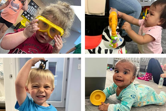 A collage of some happy children who are attending El Way Child Care and Learning Center, a day care in Grand Forks, ND