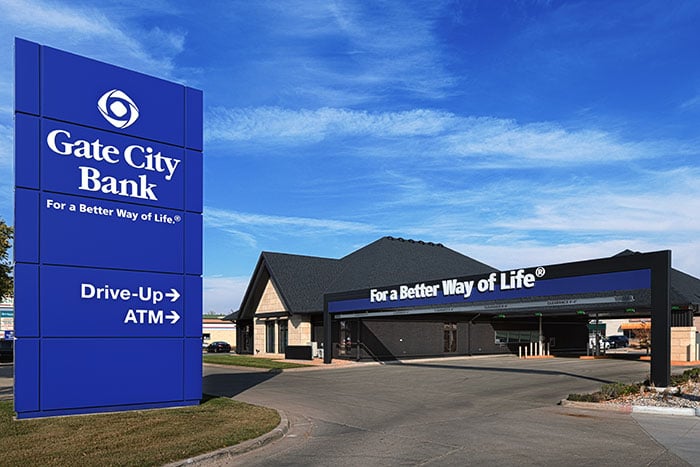 Exterior view of Gate City Bank’s Southpointe location, conveniently located on 25th Street South in Fargo, ND