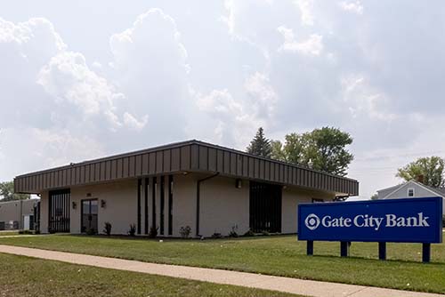 Exterior view of Gate City Bank, located at 201 Briggs Avenue South in Park River, North Dakota