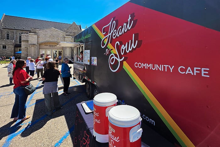 Supporters and community members gather for Heart-n-Soul’s 10th anniversary celebration in downtown Fargo, ND.
