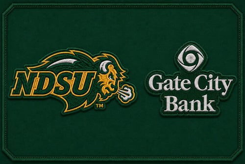 NDSU and Gate City Bank logo patches