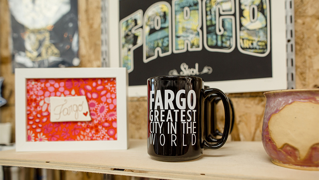 Unglued: a photo of a coffee cup at Unglued that reads Fargo greatest city in the world