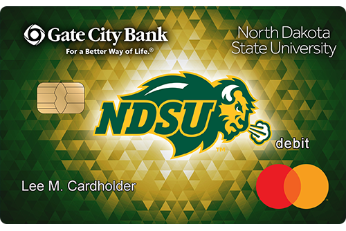 Gate City Bank NDSU Bison debit card, exclusively customized for North Dakota State University students and alumni