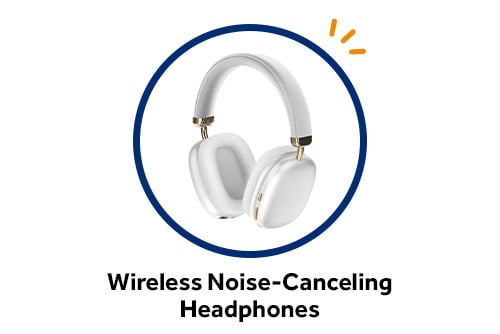 White and gold wireless noise-canceling headphones, available as a free checking gift