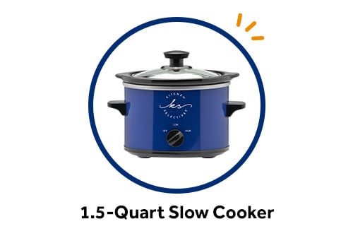 Small blue slow cooker, available as a free checking gift from Gate City Bank