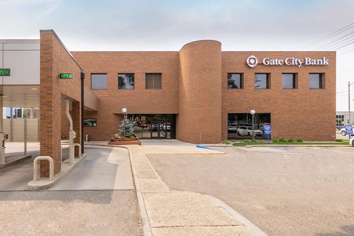 Exterior photo of the downtown Bismarck, ND Gate City Bank branch