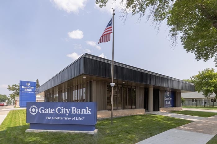 Exterior photo of the Devils Lake, ND Gate City Bank branch