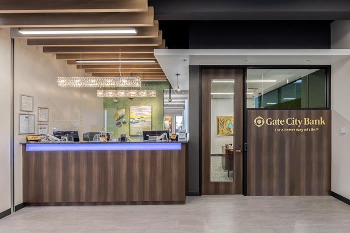 Welcoming entrance of Gate City Bank's location inside Cash Wise Foods in Dickinson, ND