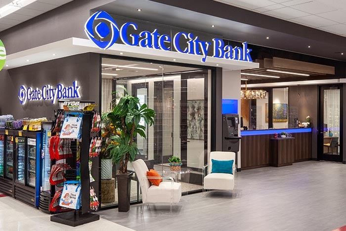 Entryway of Gate City Bank inside Cash Wise Foods in Waite Park, MN