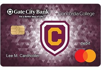 Example of Concordia College Cobbers debit card from Gate City Bank