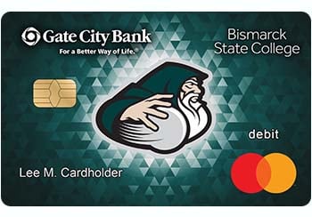 Example of Bismarck State College debit card from Gate City Bank