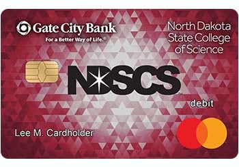 Example of North Dakota State College of Science (NDSCS) – Wahpeton Wildcats debit card from Gate City Bank