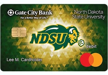 Example of North Dakota State University Bison debit card from Gate City Bank