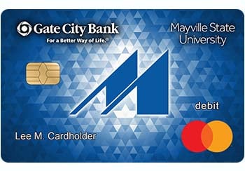 Example of Mayville State University Comets debit card from Gate City Bank