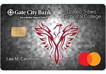 Example of United Tribes Technical College debit card from Gate City Bank