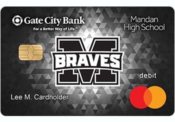 Example of Mandan High School debit card from Gate City Bank