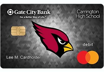 Example of Carrington Public Schools debit card from Gate City Bank