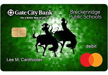 Example of Breckenridge Public Schools debit card from Gate City Bank