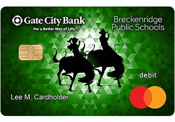 Example of Breckenridge Public Schools debit card from Gate City Bank