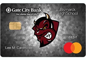 Example of Bismarck High School debit card from Gate City Bank