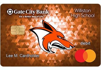 Example of Williston High School debit card from Gate City Bank 