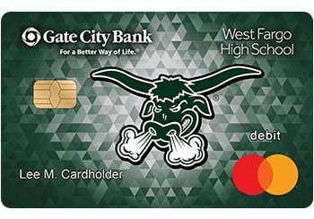 Example of West Fargo High School debit card from Gate City Bank 