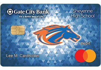 Example of West Fargo Sheyenne High School debit card from Gate City Bank