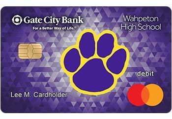 Example of Wahpeton High School debit card from Gate City Bank