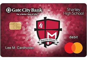 Example of Fargo Shanley High School debit card from Gate City Bank