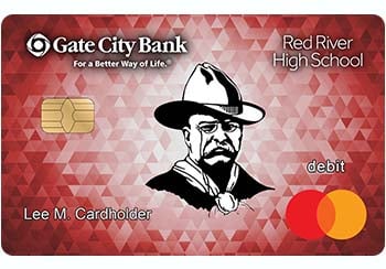 Example of Grand Forks Red River High School debit card from Gate City Bank