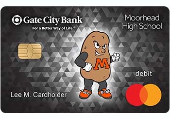 Example of Moorhead High School debit card from Gate City Bank 