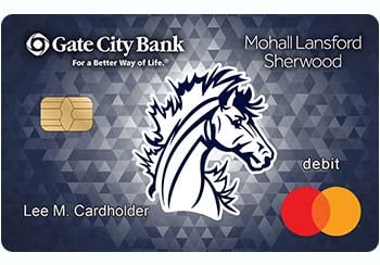 Example of Mohall Lansford Sherwood Public School debit card from Gate City Bank