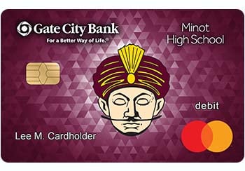 Example of Minot High School debit card from Gate City Bank