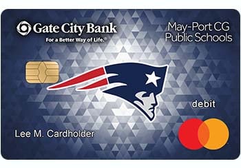 Example of May-Port CG (MPCG) Public Schools debit card from Gate City Bank
