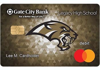 Example of Bismarck Legacy High School debit card from Gate City Bank
