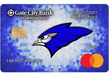 Example of Jamestown High School debit card from Gate City Bank
