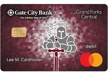 Example of Grand Forks Central School debit card from Gate City Bank