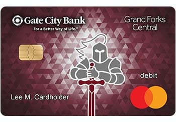 Example of Grand Forks Central School debit card from Gate City Bank