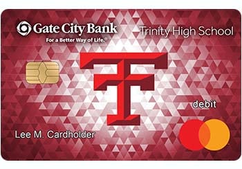 Example of Dickinson Trinity High School debit card from Gate City Bank