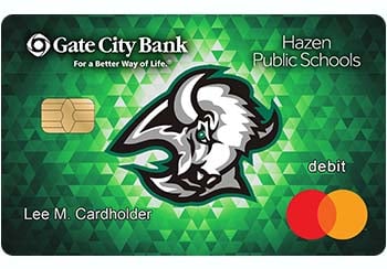 Example of Hazen Public Schools debit card from Gate City Bank