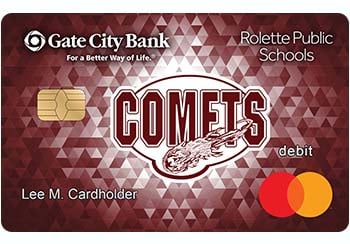 Example of Rolette Public Schools debit card from Gate City Bank