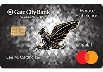 Example of Horace High School debit card from Gate City Bank 
